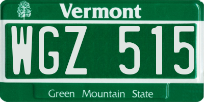 VT license plate WGZ515