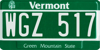 VT license plate WGZ517