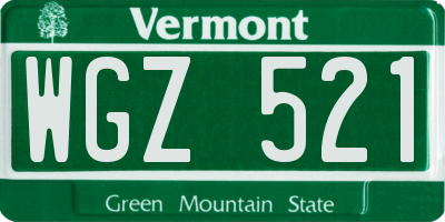 VT license plate WGZ521