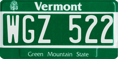 VT license plate WGZ522