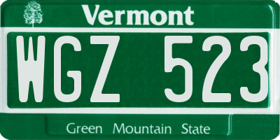 VT license plate WGZ523
