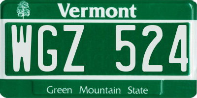 VT license plate WGZ524