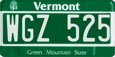 VT license plate WGZ525