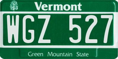 VT license plate WGZ527
