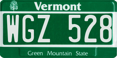 VT license plate WGZ528
