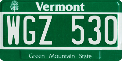 VT license plate WGZ530