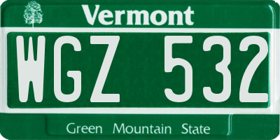 VT license plate WGZ532