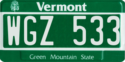 VT license plate WGZ533
