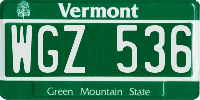 VT license plate WGZ536