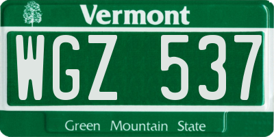 VT license plate WGZ537