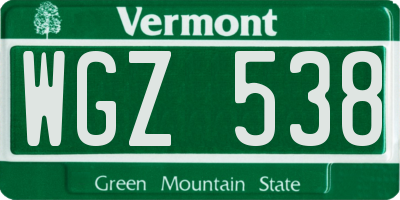 VT license plate WGZ538