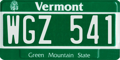 VT license plate WGZ541