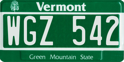 VT license plate WGZ542