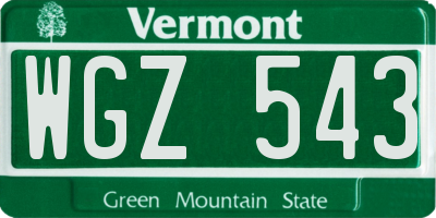 VT license plate WGZ543