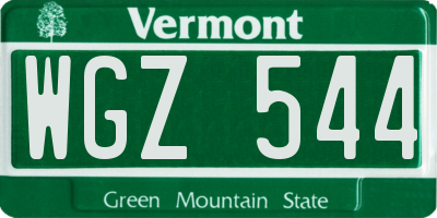 VT license plate WGZ544