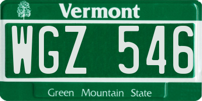 VT license plate WGZ546