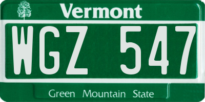 VT license plate WGZ547