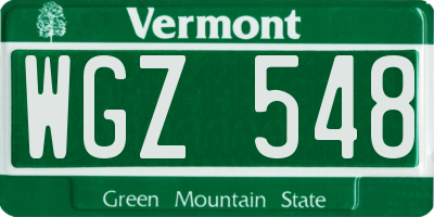 VT license plate WGZ548