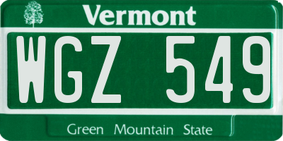 VT license plate WGZ549