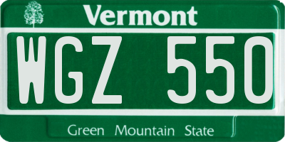 VT license plate WGZ550
