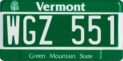 VT license plate WGZ551