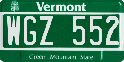 VT license plate WGZ552