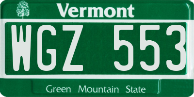 VT license plate WGZ553