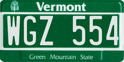 VT license plate WGZ554