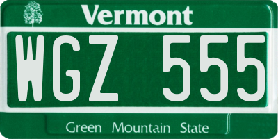 VT license plate WGZ555
