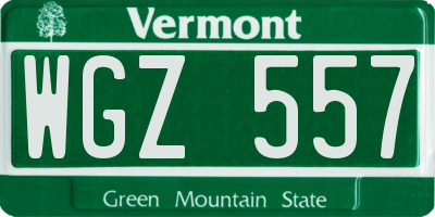 VT license plate WGZ557