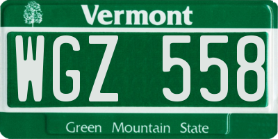 VT license plate WGZ558