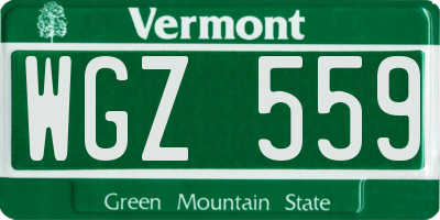 VT license plate WGZ559