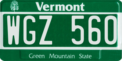 VT license plate WGZ560