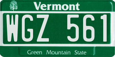 VT license plate WGZ561