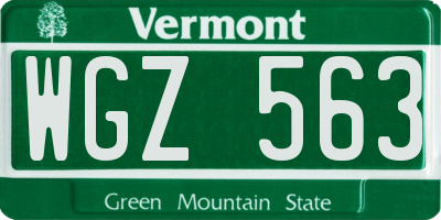 VT license plate WGZ563