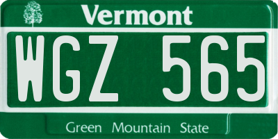 VT license plate WGZ565