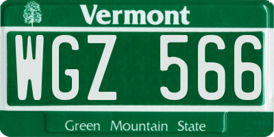 VT license plate WGZ566