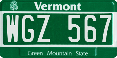 VT license plate WGZ567