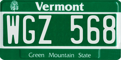 VT license plate WGZ568
