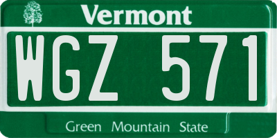 VT license plate WGZ571