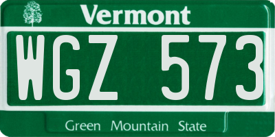 VT license plate WGZ573
