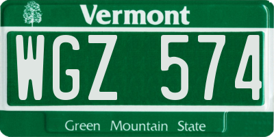 VT license plate WGZ574