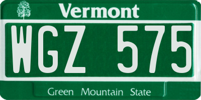 VT license plate WGZ575