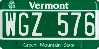 VT license plate WGZ576