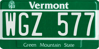 VT license plate WGZ577