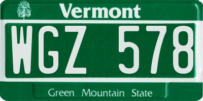 VT license plate WGZ578