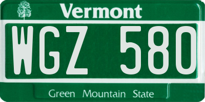 VT license plate WGZ580