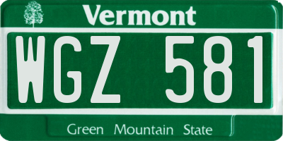VT license plate WGZ581