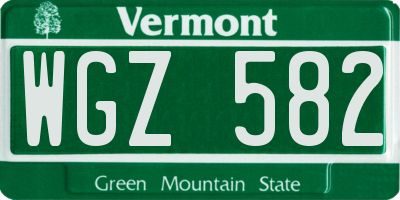 VT license plate WGZ582