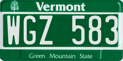 VT license plate WGZ583